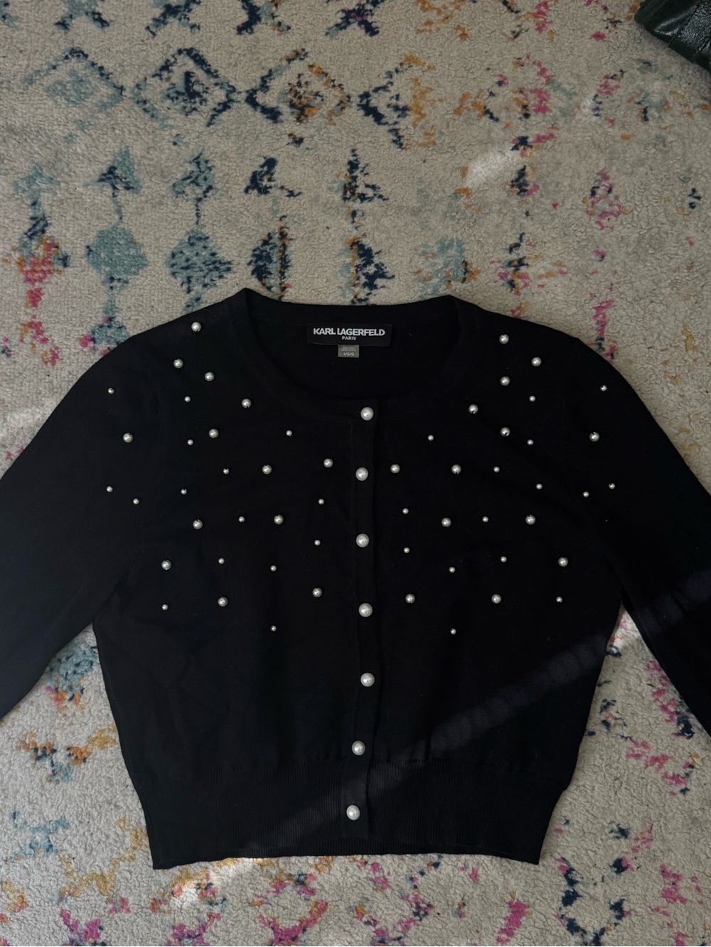 Karl Lagerfeld Black Button Up Sweater
